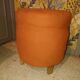 Pouf art deco in suede fabric color orange wooden legs