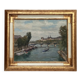 Russian painting signed Oil on canvas “Paris Louvre” size: 65x56.5cm-