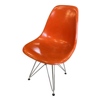 Dsr chair red orange eames herman miller vintage 1970