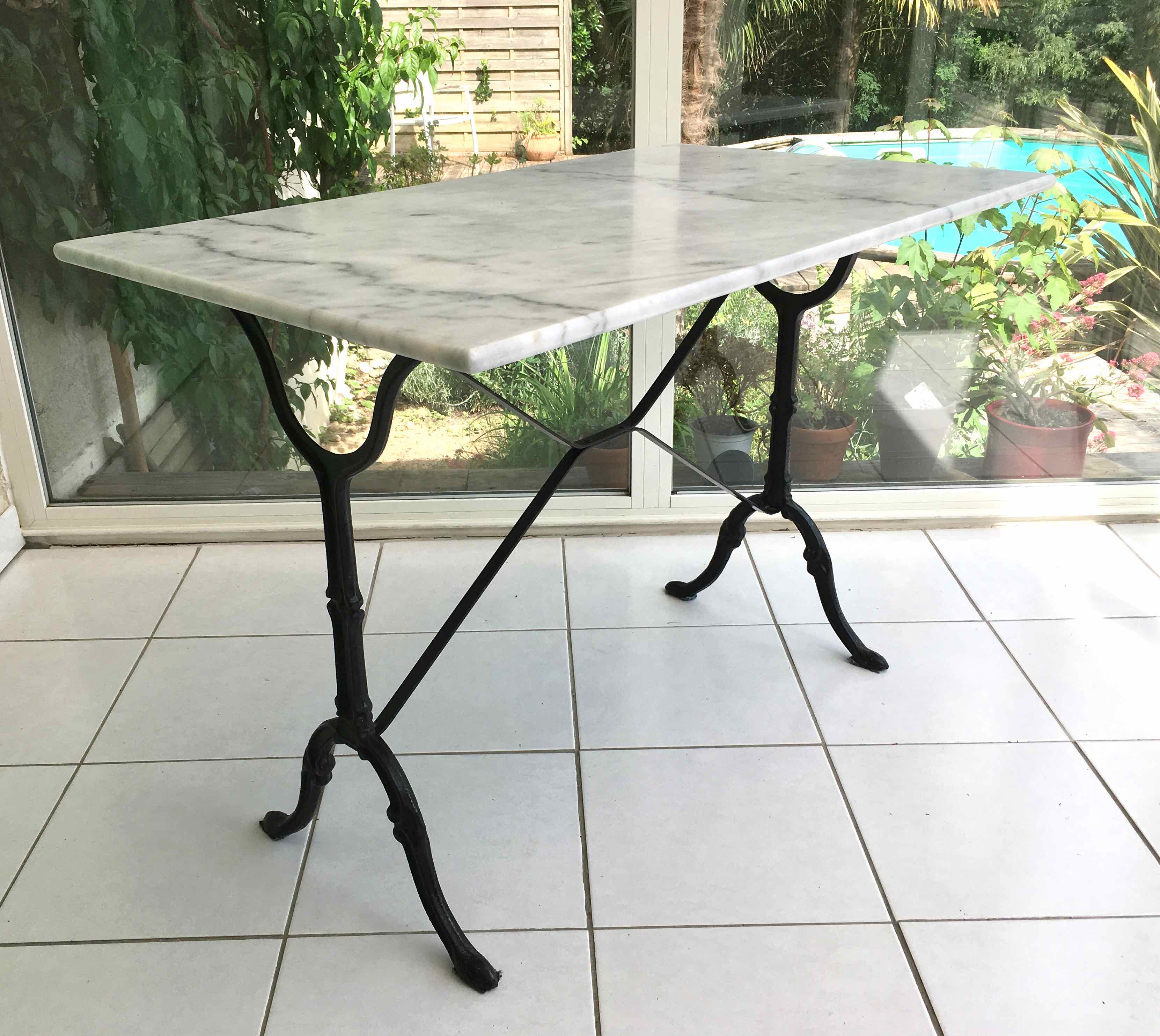 Marble and cast iron bistro table