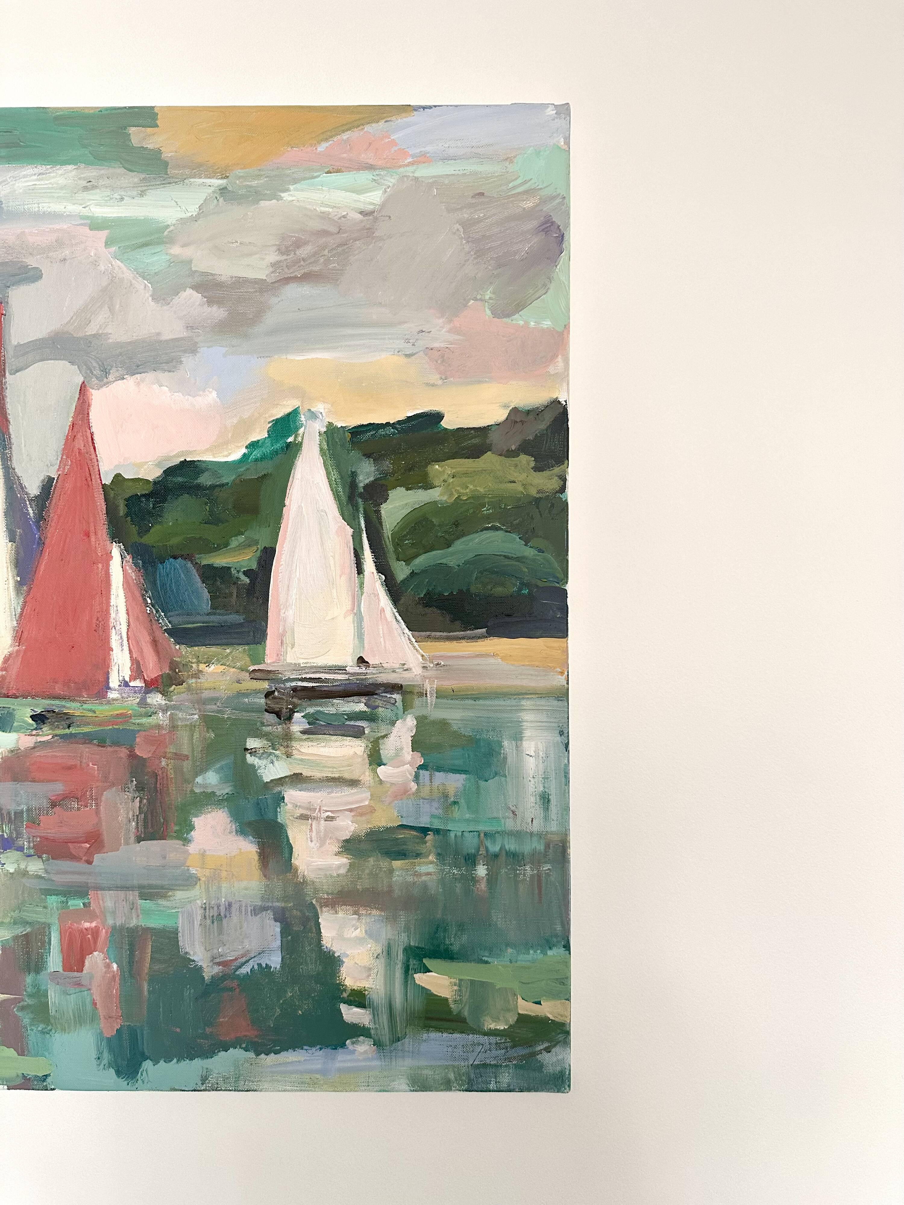 Oil on canvas sailboats