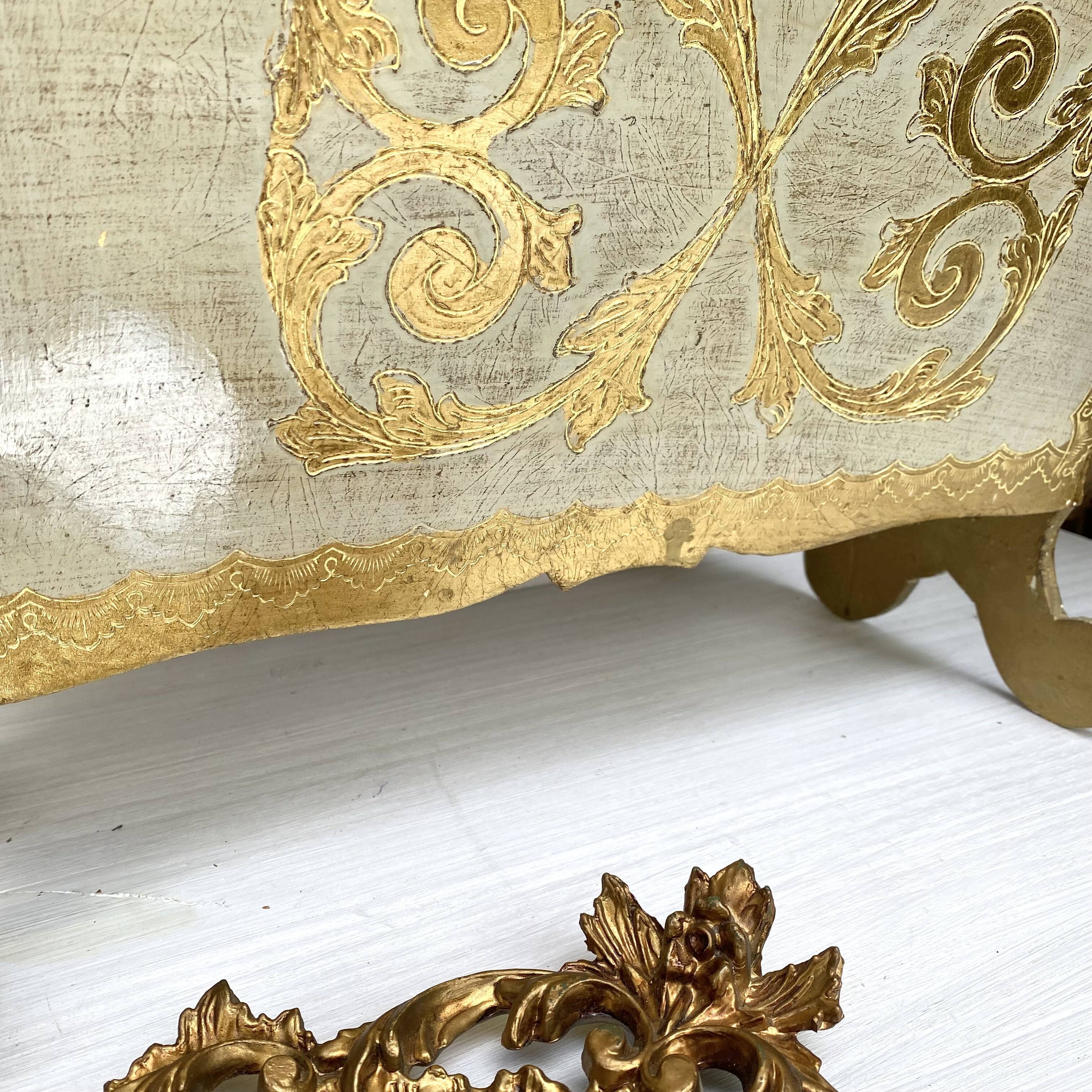 Porte revue vintage florentin blanc et or