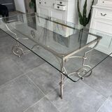 Roche Bobois glass and steel dining table and 6 chairs