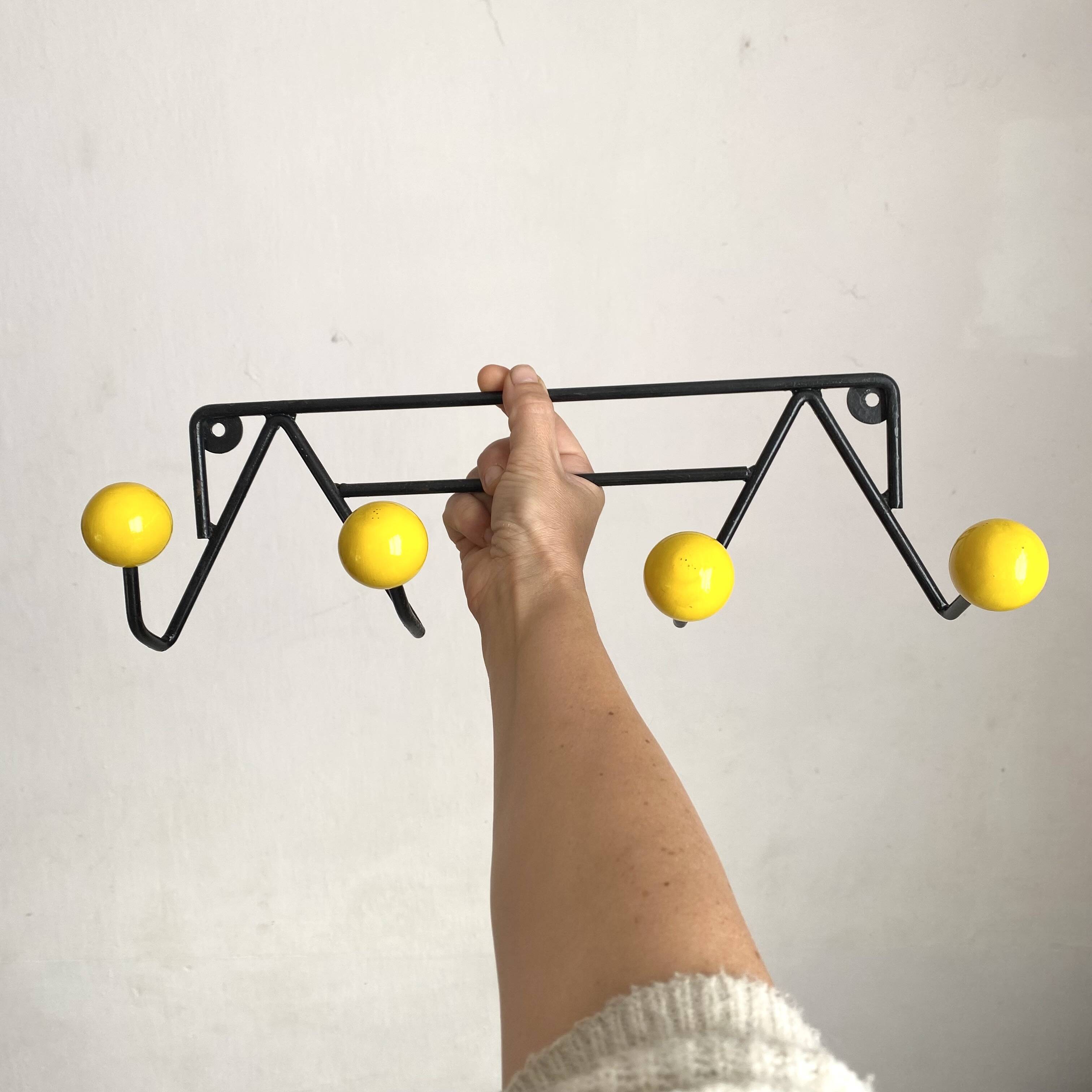 Vintage coat rack with ball hooks in Feraud style.
