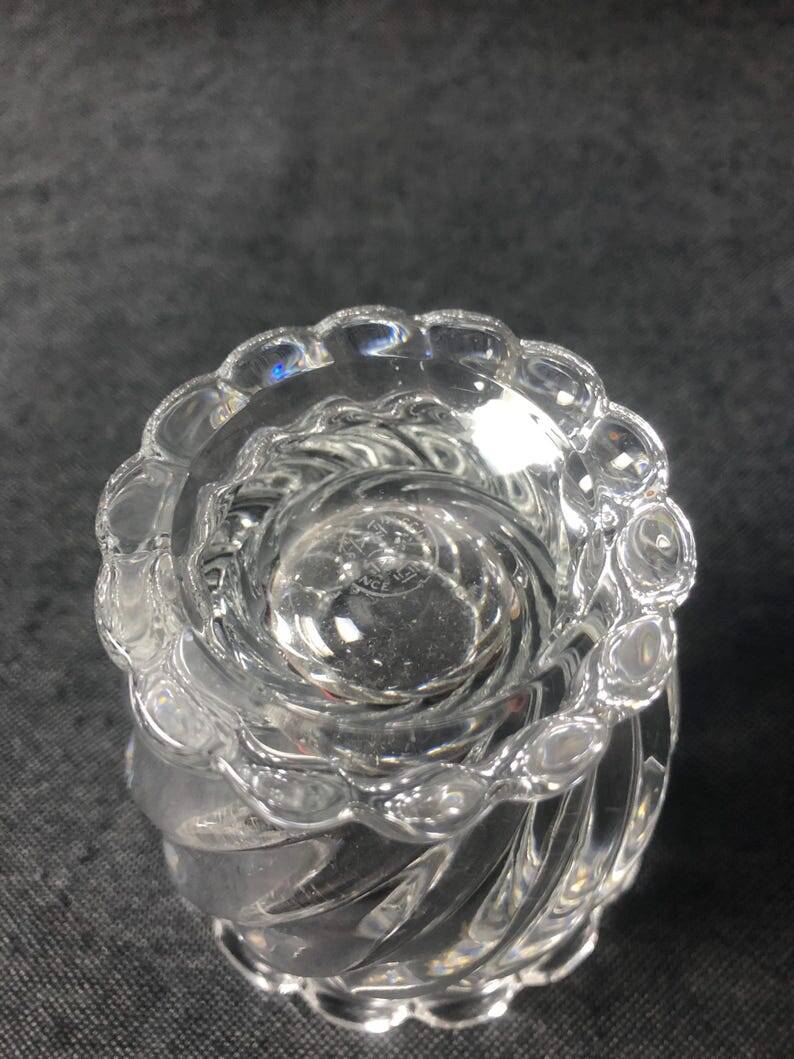 1980s Baccarat Crystal Jam Jar/Mustard Jar/Honey Jar With Lid, Model Bamboo