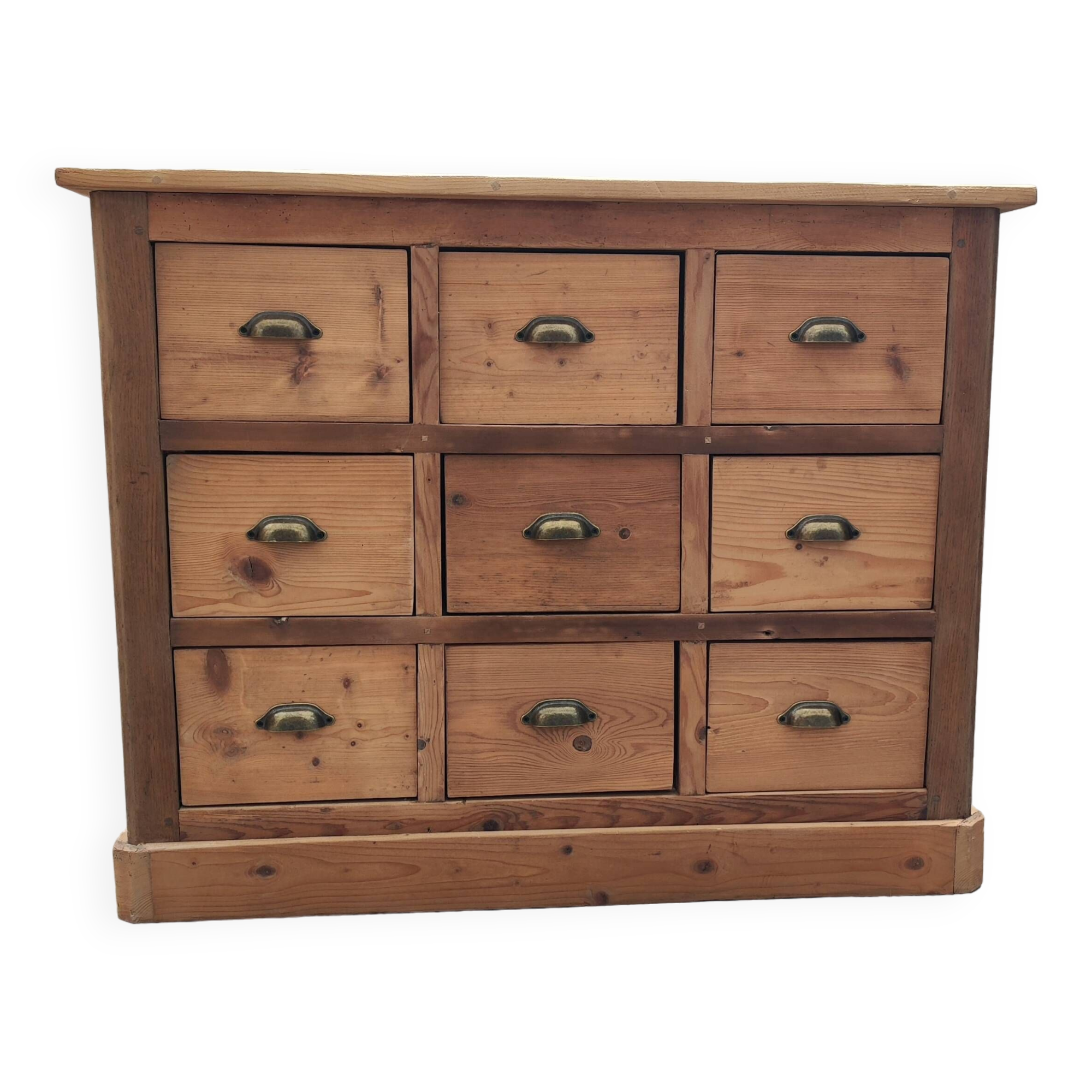 Commercial furniture with nine solid pine and oak drawers