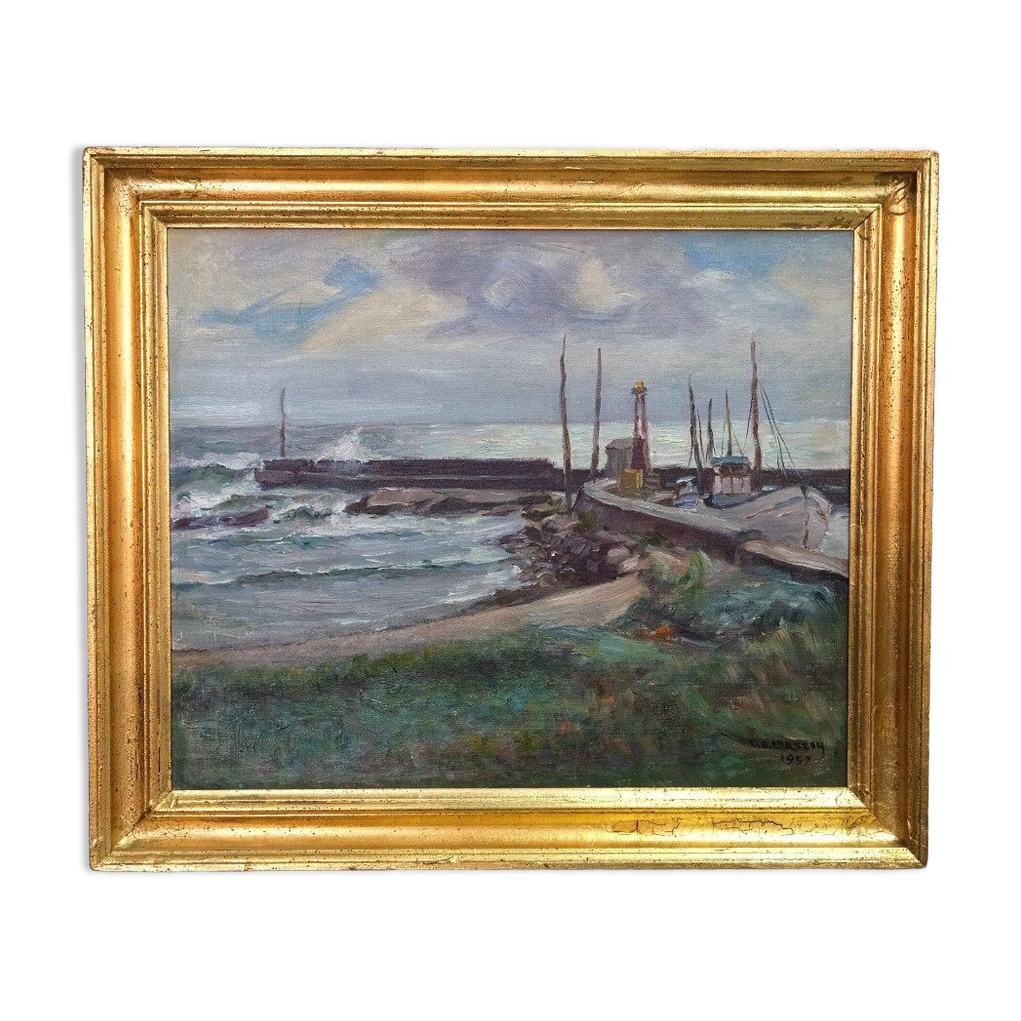 Swedish Modern Oil Painting , 1957, Carl Oscar Larsson (1887-1962)