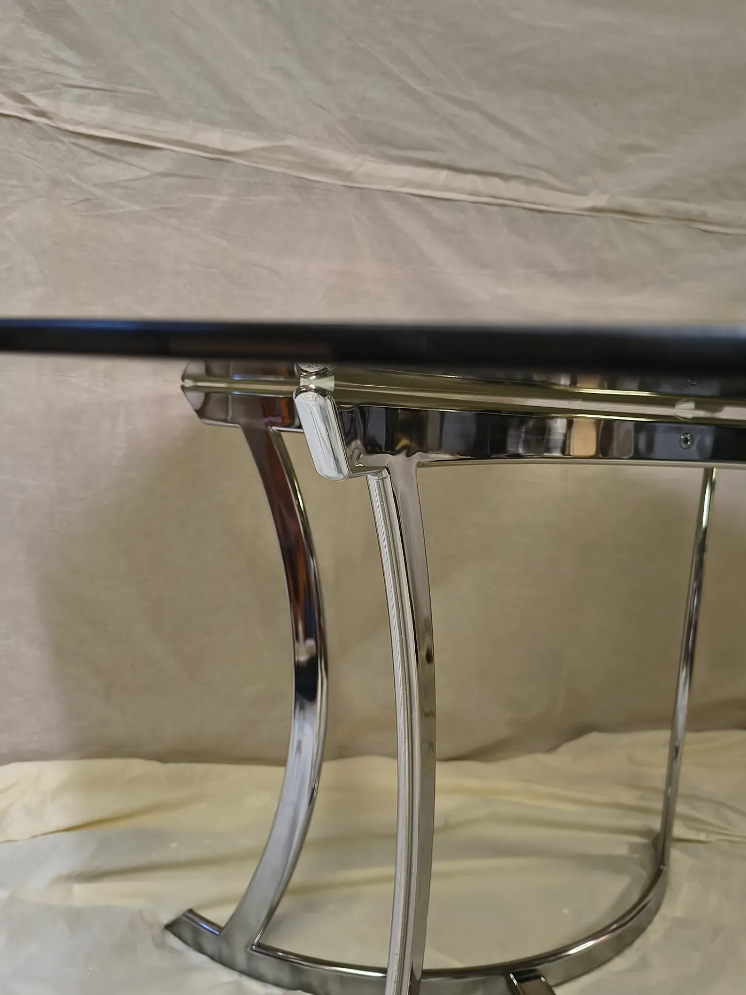 Smoked glass octagonal table from the early 1970s.