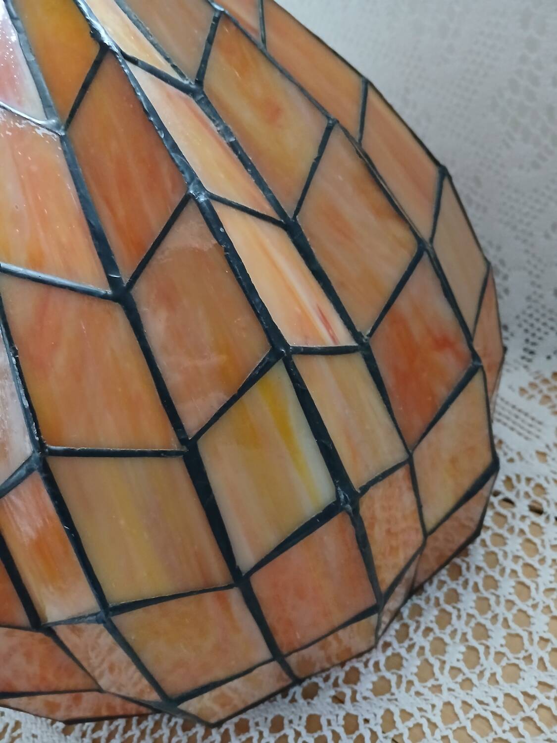 Antique stained glass and bronze pendant light