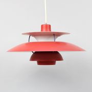 PH 5 red ceiling light by Poul Henningsen for Louis Poulsen, Denmark, 1980s
