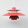PH 5 red ceiling light by Poul Henningsen for Louis Poulsen, Denmark, 1980s