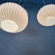3 suspensions 'Japandi' en teck et opaline