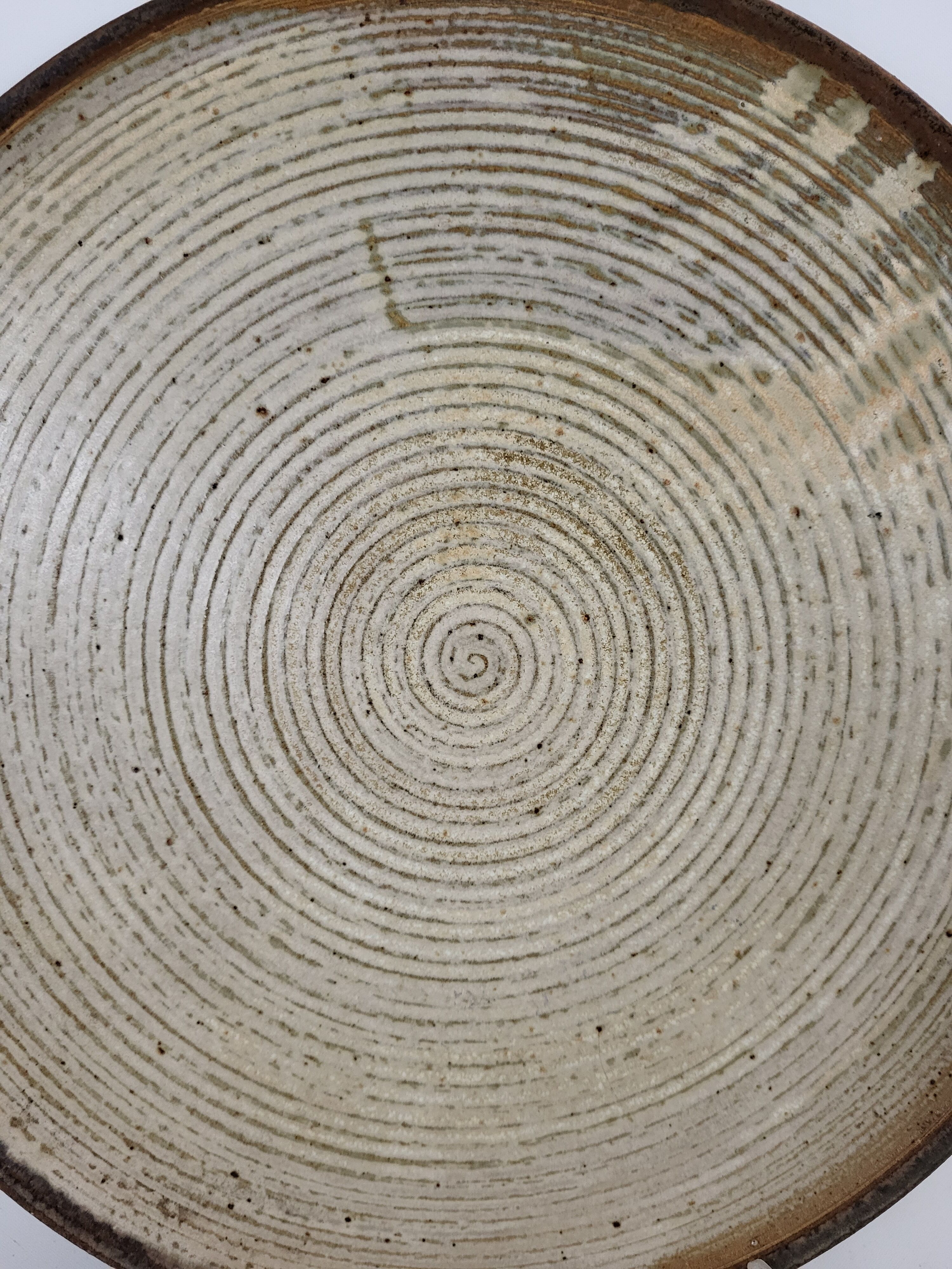 Puisaye stoneware pie dish signed Lacheny