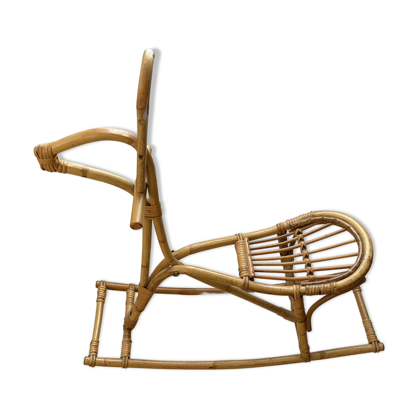 Vintage rattan rocking horse