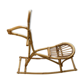 Vintage rattan rocking horse