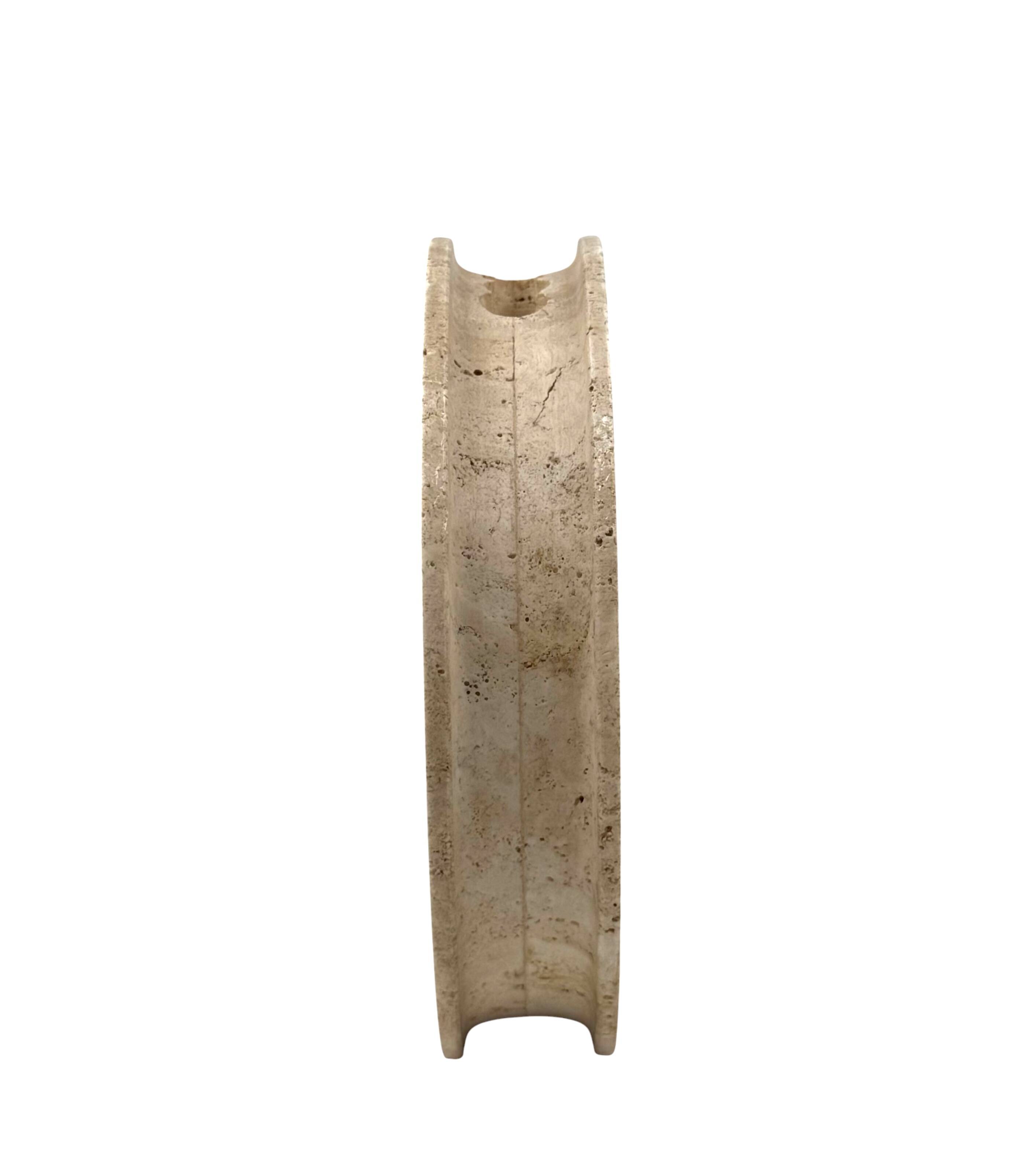 Mid-century modern travertine solifleur vase, Cerri Nestore, Italy, 1970s