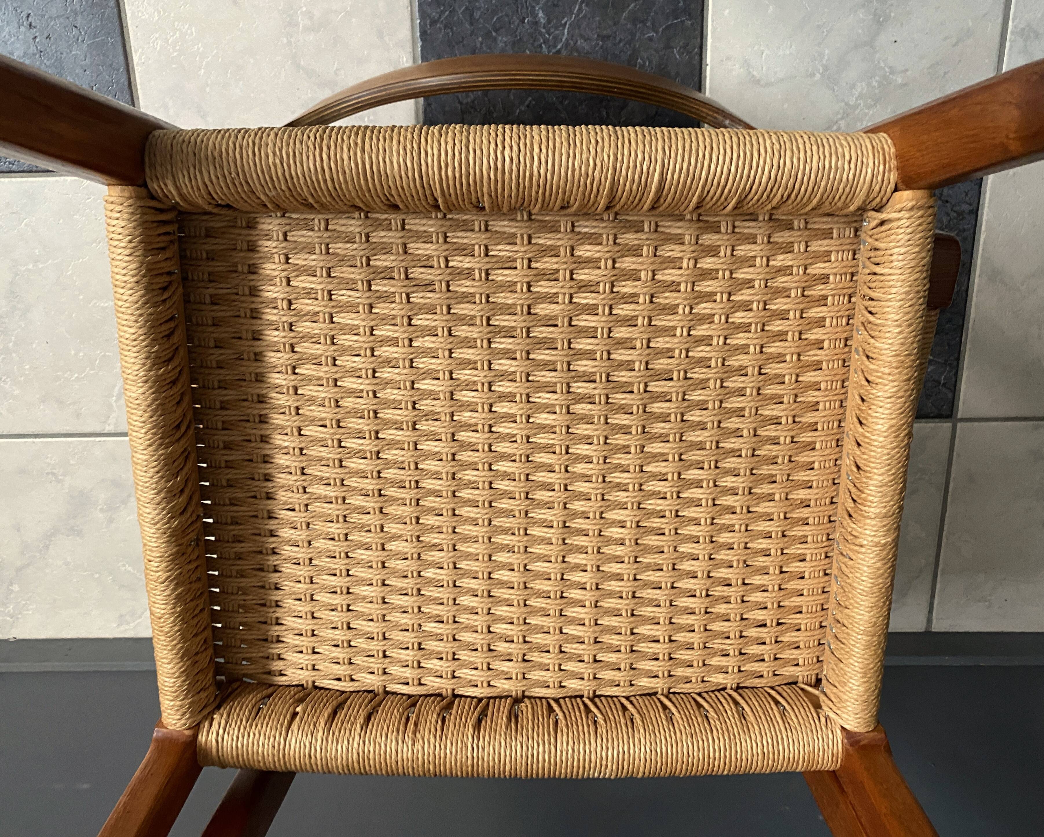 Niels Otto Moller teak and paper cord chairs, model 71
