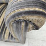 1960s, Danish lounge chair, blue/beige furniture velour, beech wood legs.