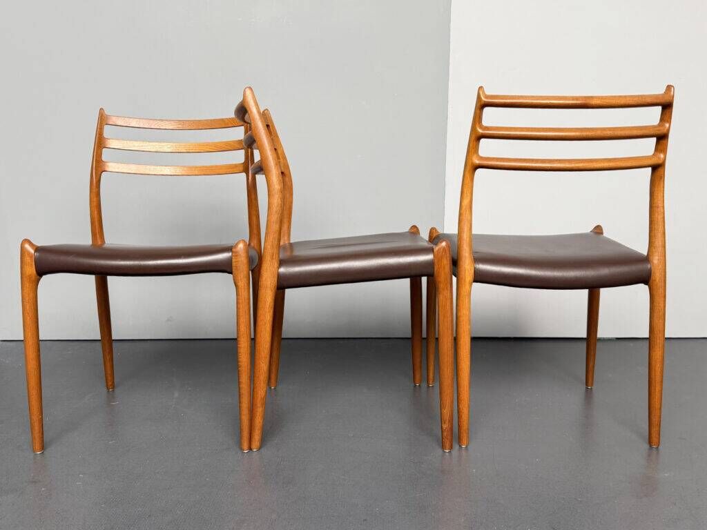 Set of 3 teak chairs, model 78 by Niels Otto Möller for JL Möllers Möbelfabrik, Denmark, 1960s