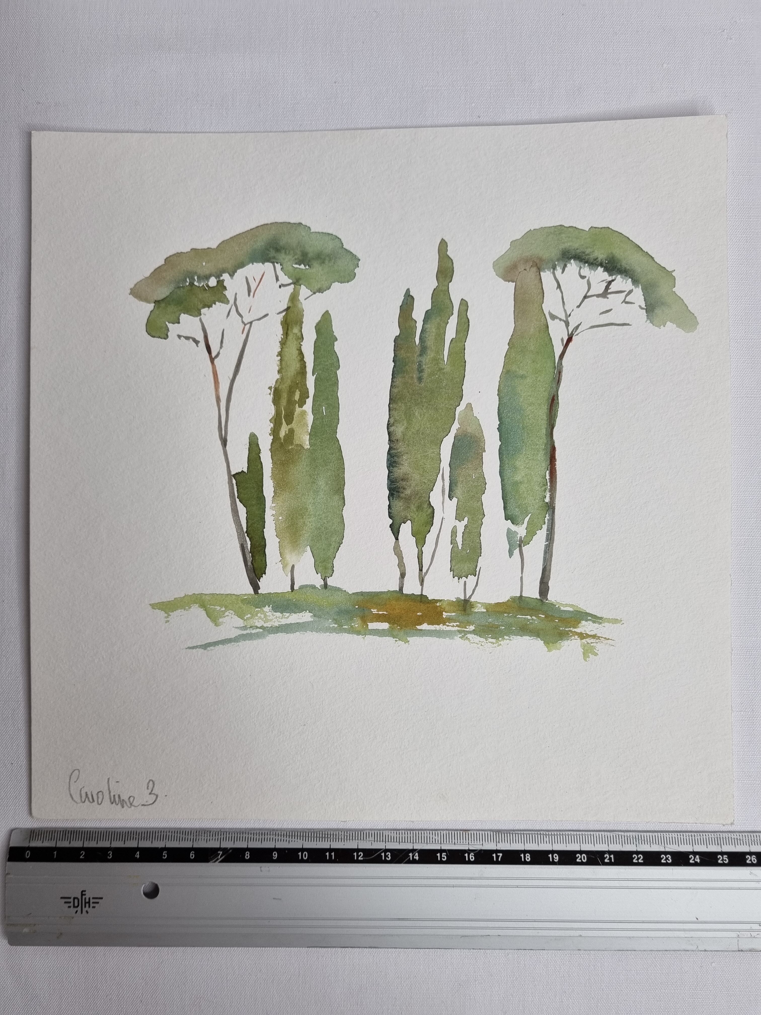 Aquarelle originale, paysage méditerranéen 3, 26 x 25 cm