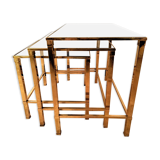 3 nesting tables in gilded brass
