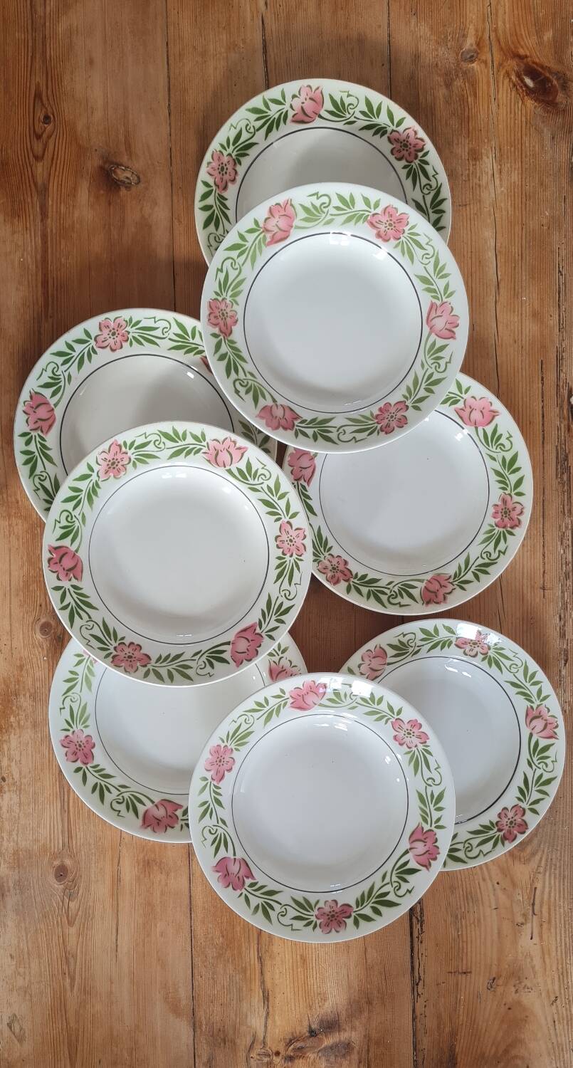 Set of 8 vintage earthenware plates