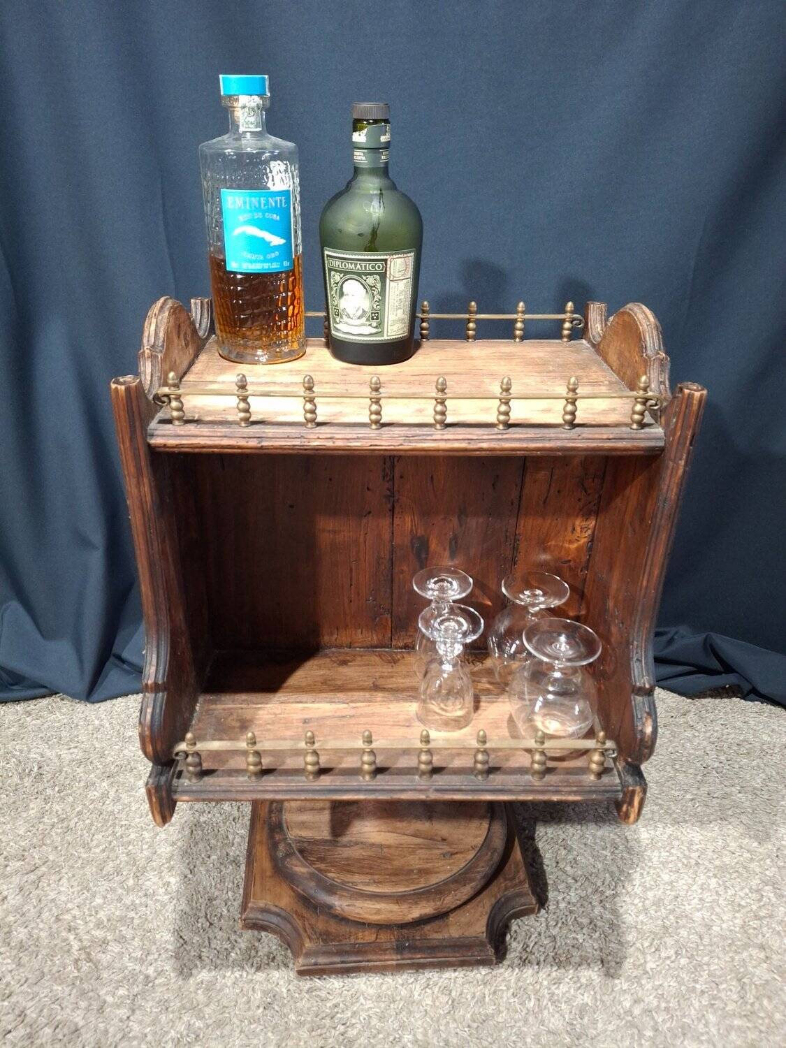 Mini bar maritime in solid wood and brass