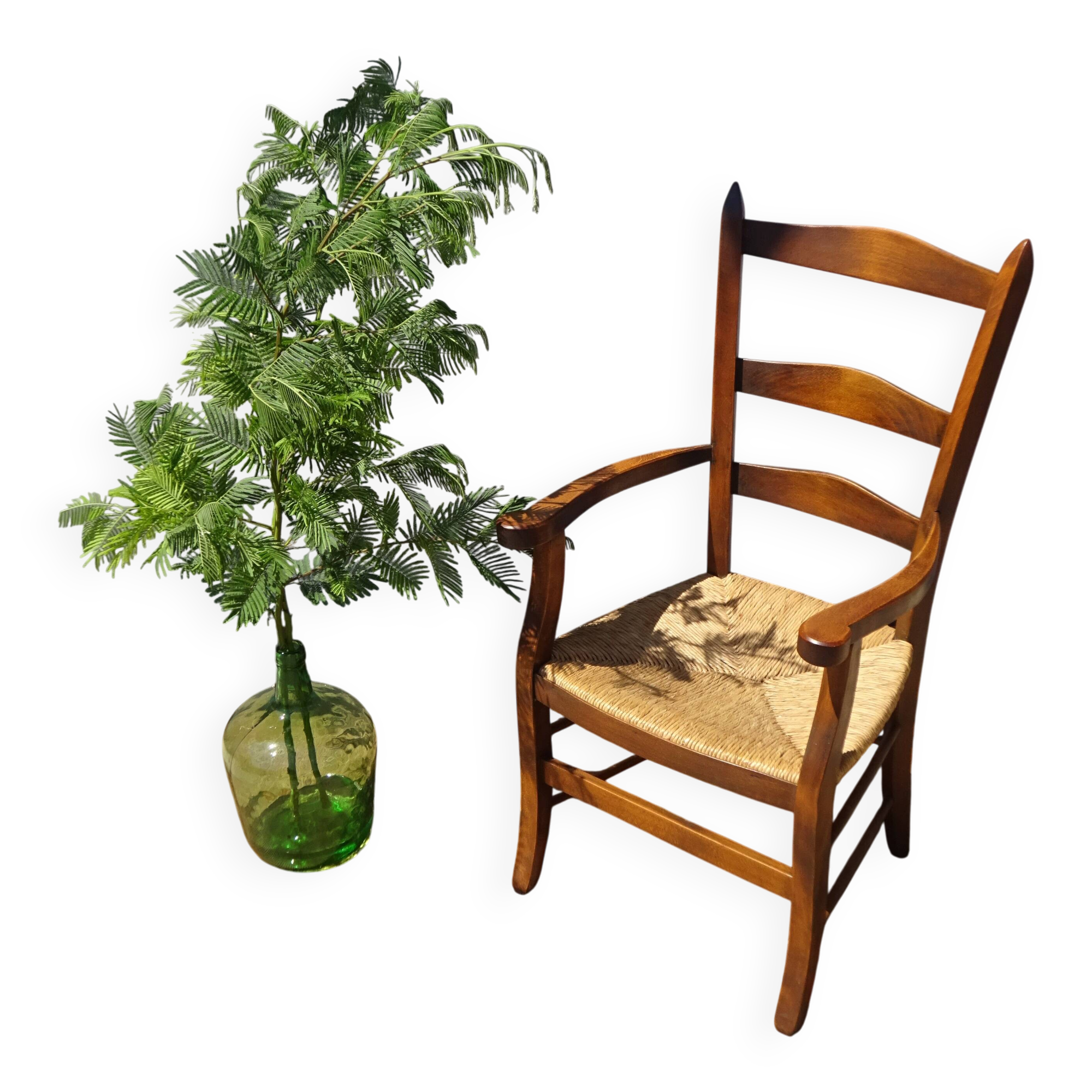 Fauteuil traditionnel en bois et paille