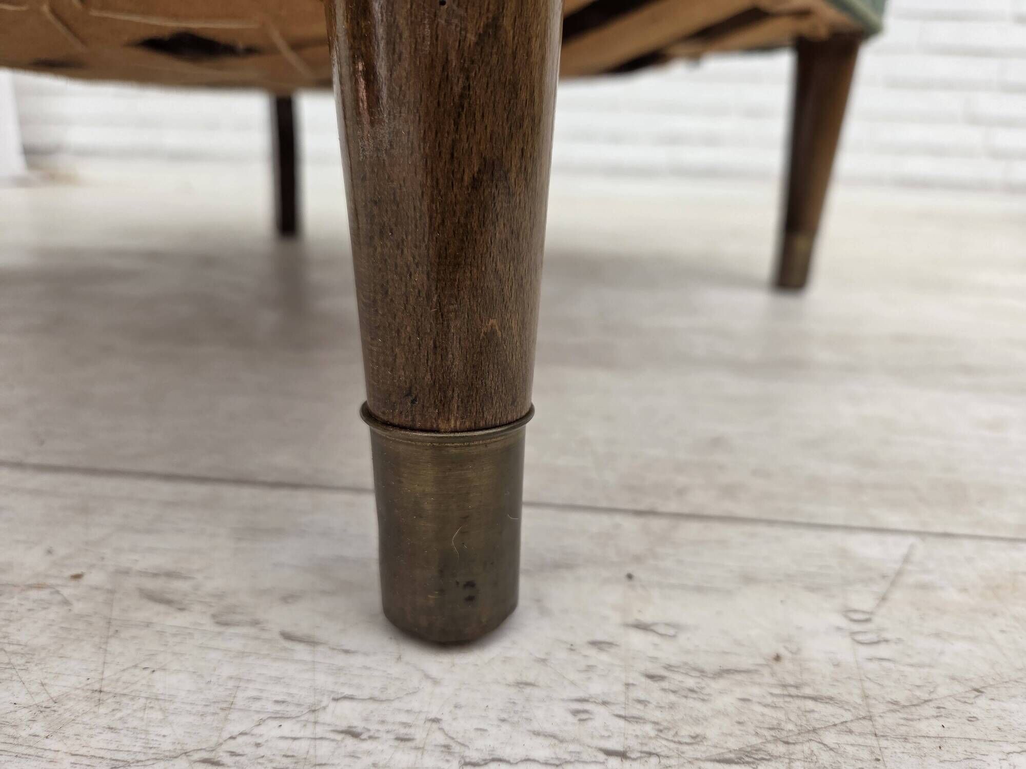 1960s, Danish armchair, green furniture velour, beech wood.
