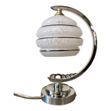 Half-moon chrome art deco lamp