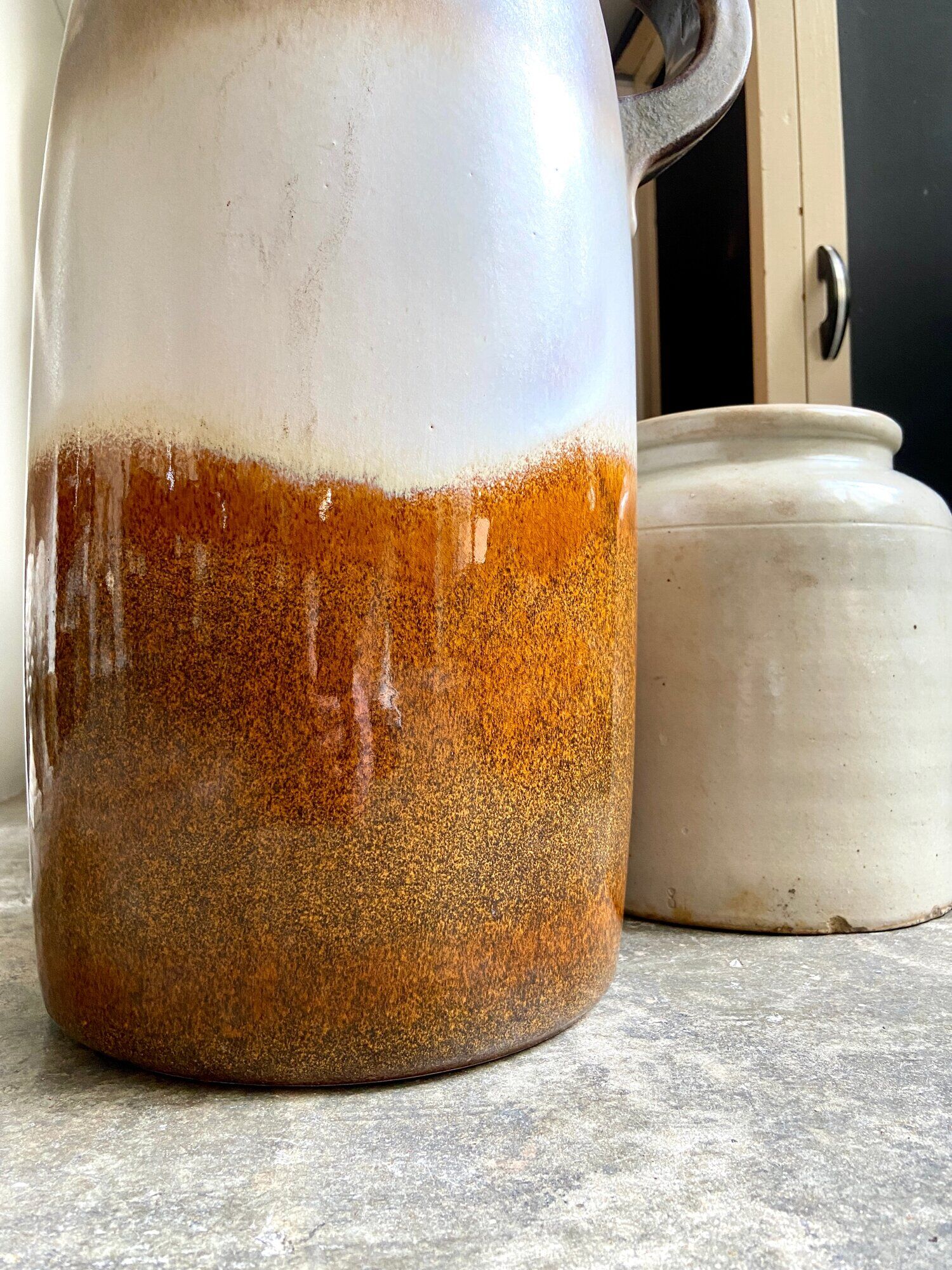 W. Germany vase in brown and beige glazed ceramic