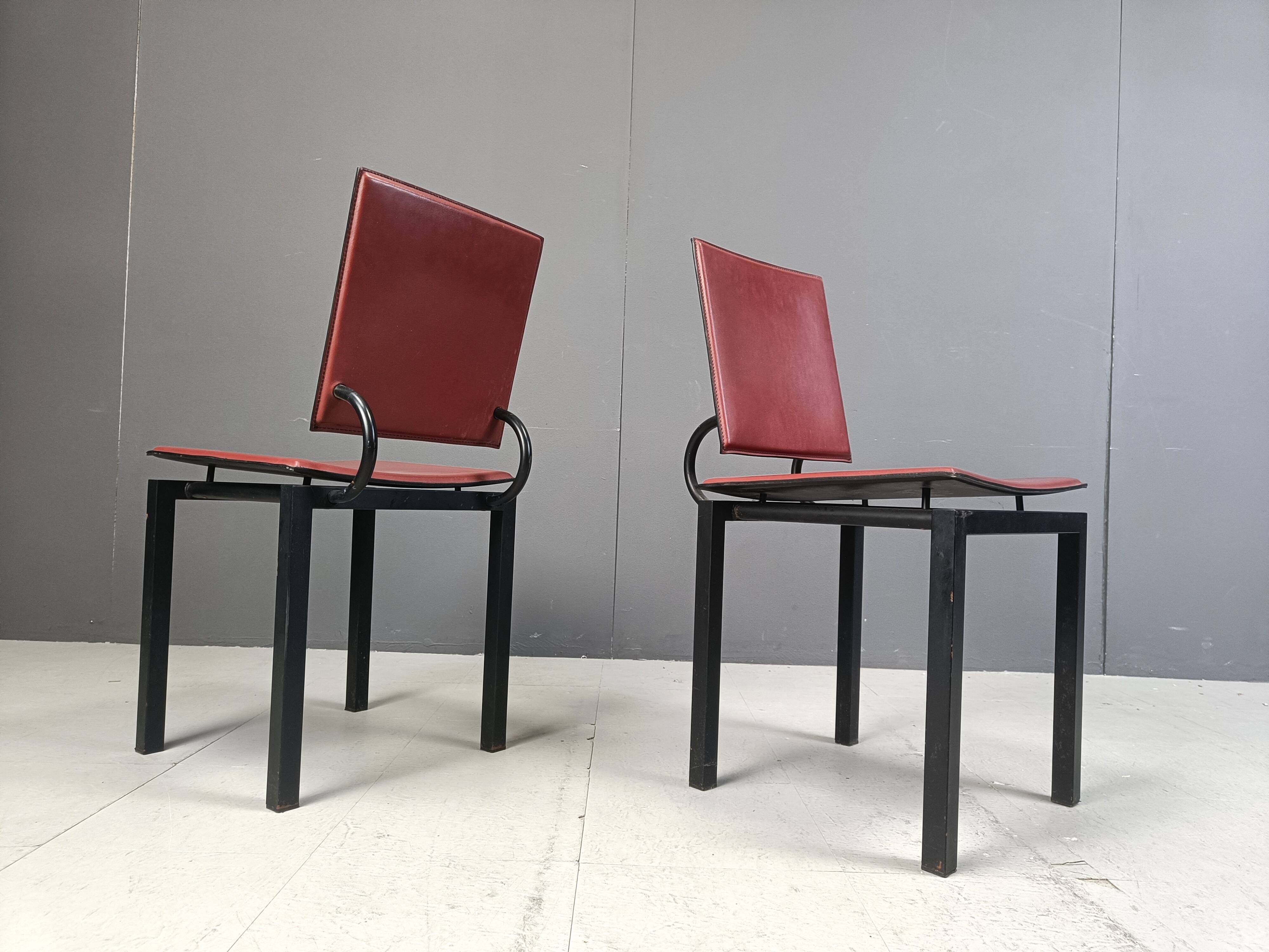 Set of 4 post modern dining chairs, 1980s