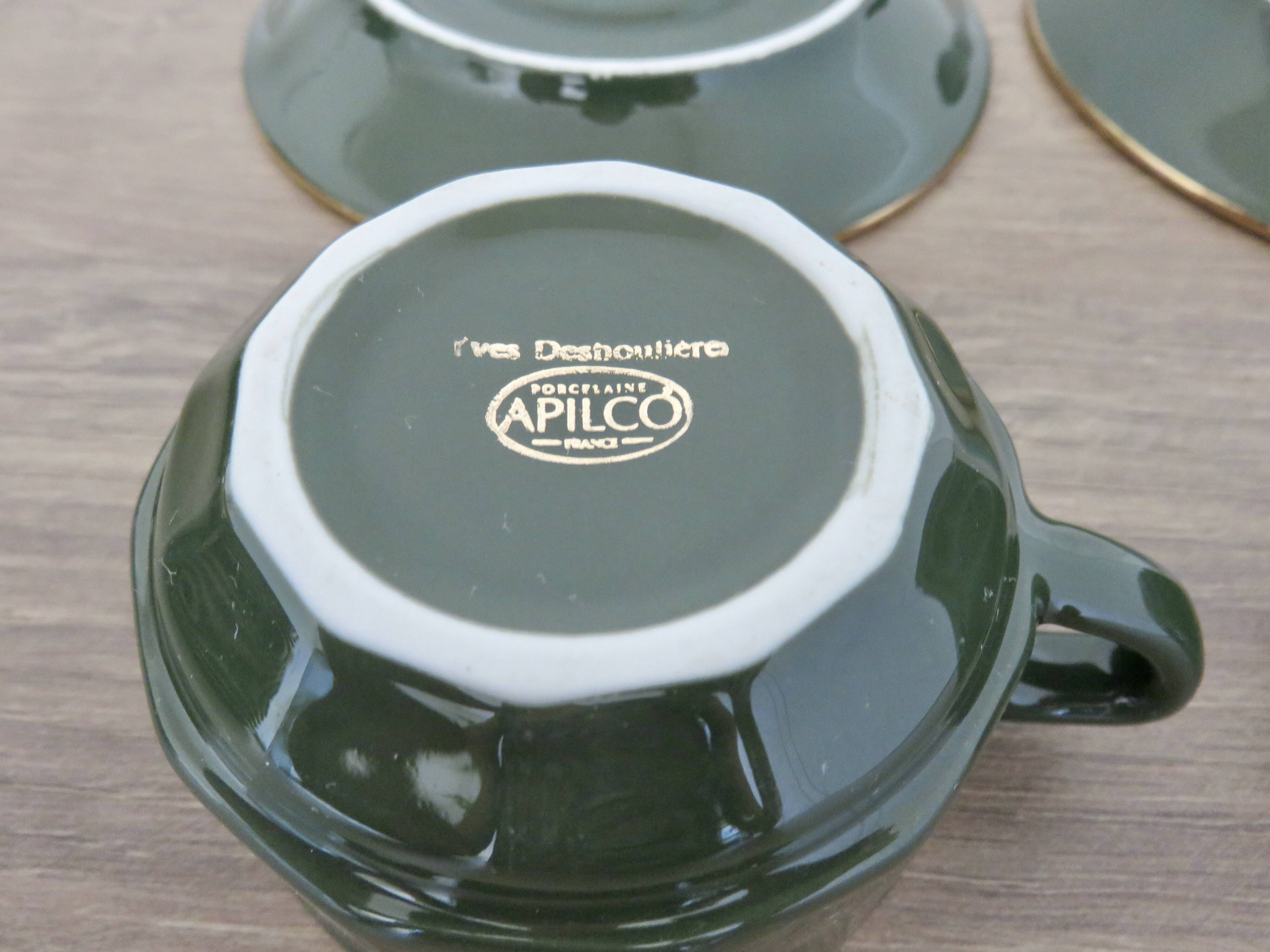 Apilco, set of 2 cups and saucers, Parisian bistros
