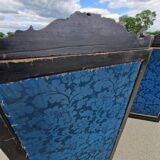 19th century black painted wooden folding screen