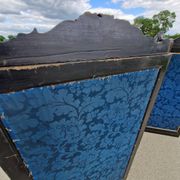 Folding screen in black-painted wood, 19th century