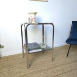 Chrome smoked glass side table