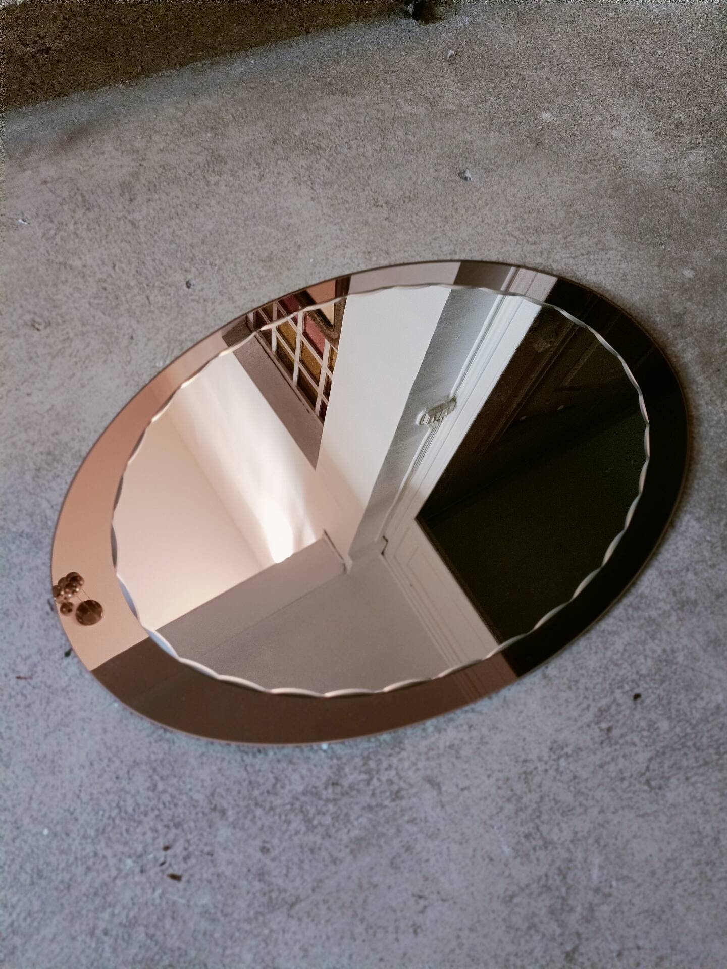 Bevelled oval mirror from the seventies