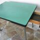 Formica green table with 2 extensions and a drawer years 60