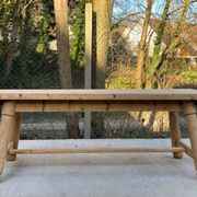 Table de ferme Georges Robert en bois massif brut, 1960, restaurée