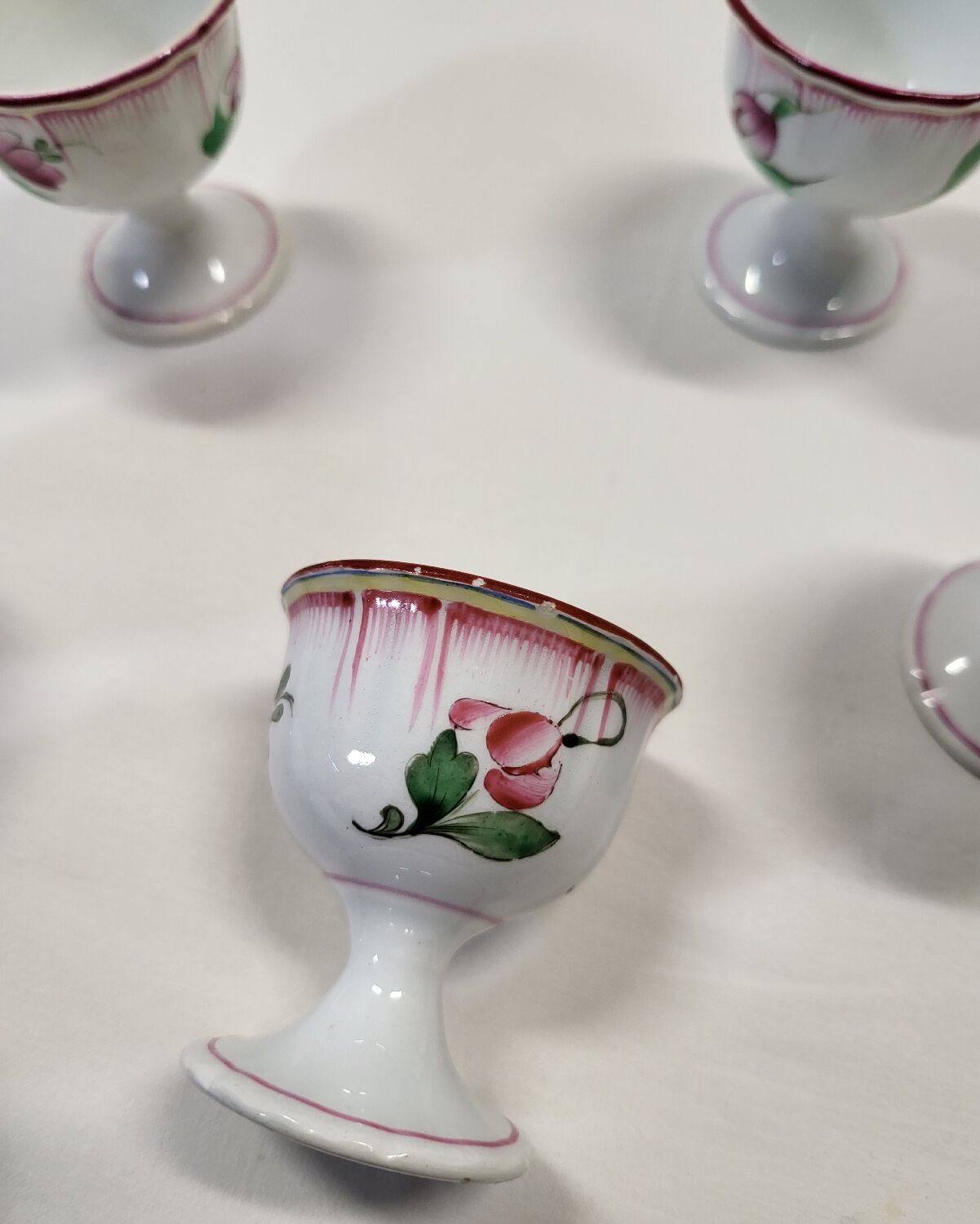 Set of 6 Lunéville Faience Egg Cups KG Reverbère