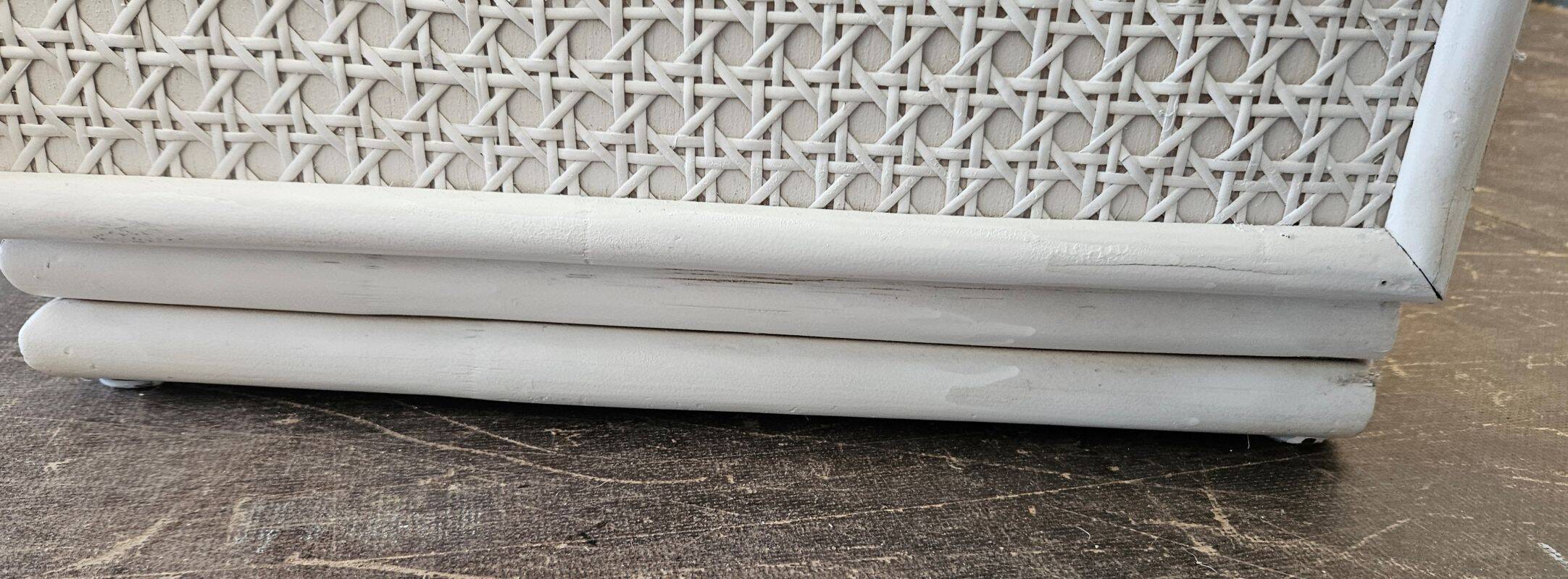 Vintage White Rattan and Cane Chest of Drawers from the 80s