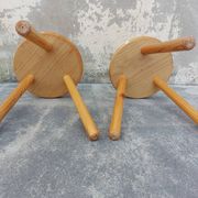 Pair of vintage pine tripod stools