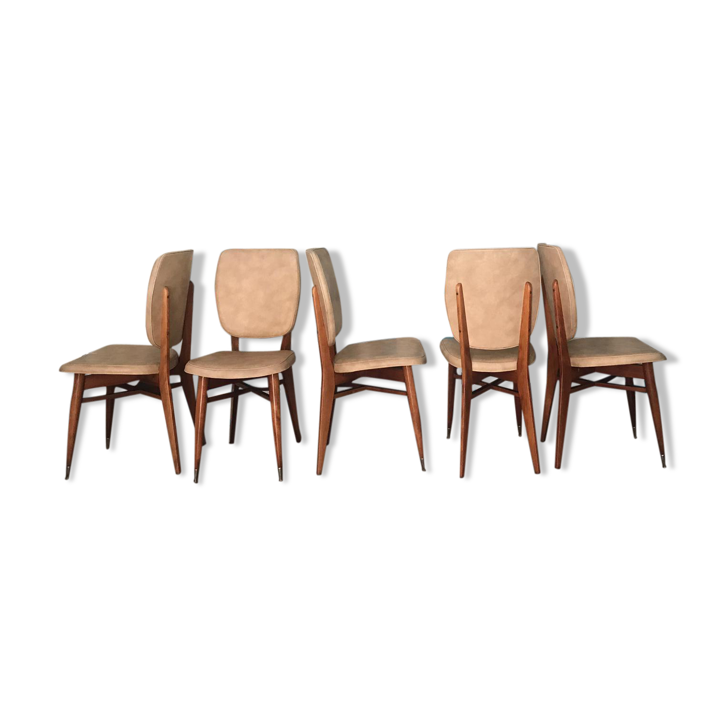 Set de 5 chaises aux pieds compas scandinave vintage 1960