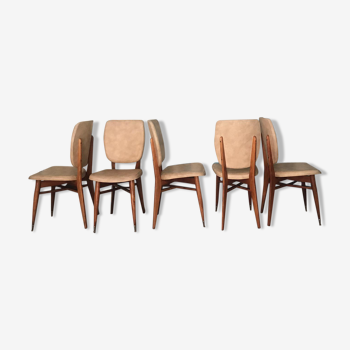 Set de 5 chaises aux pieds compas scandinave vintage 1960