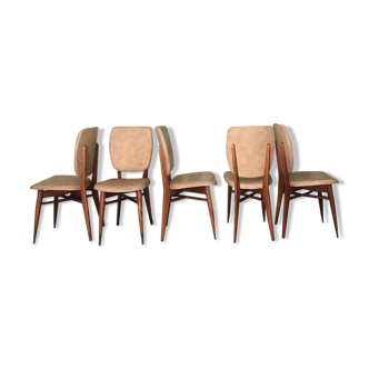 Set de 5 chaises aux pieds compas scandinave vintage 1960