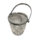 Old arched crystal ice bucket with chrome metal handle