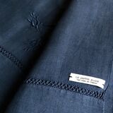 Drap ancien en pur lin lavé teinté en bleu nocturne