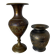 Pair vintage Oriental etched brass vases