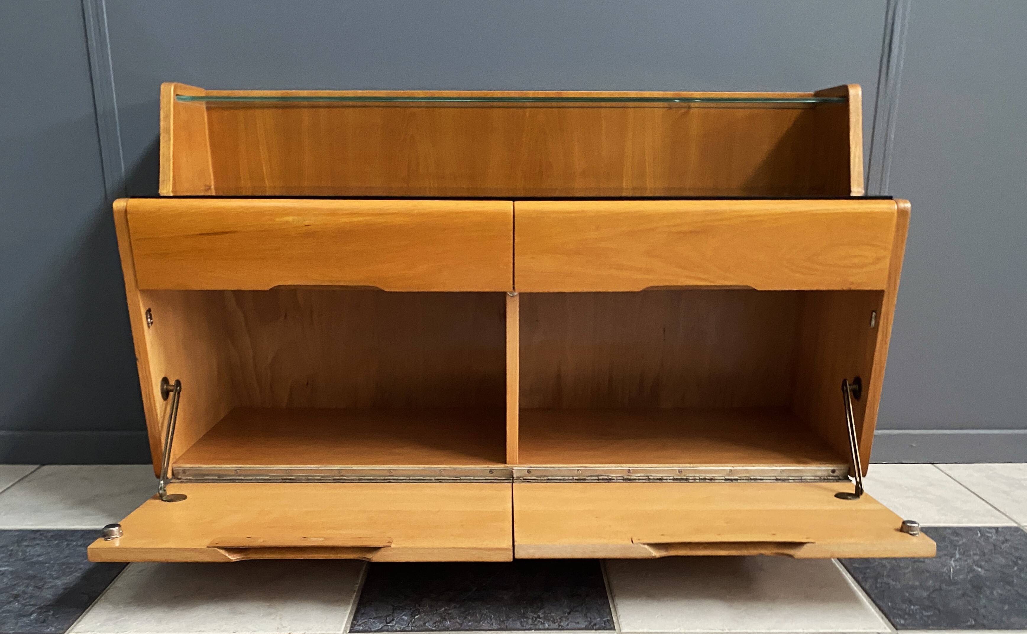 lowboard  with black glass top 1960s