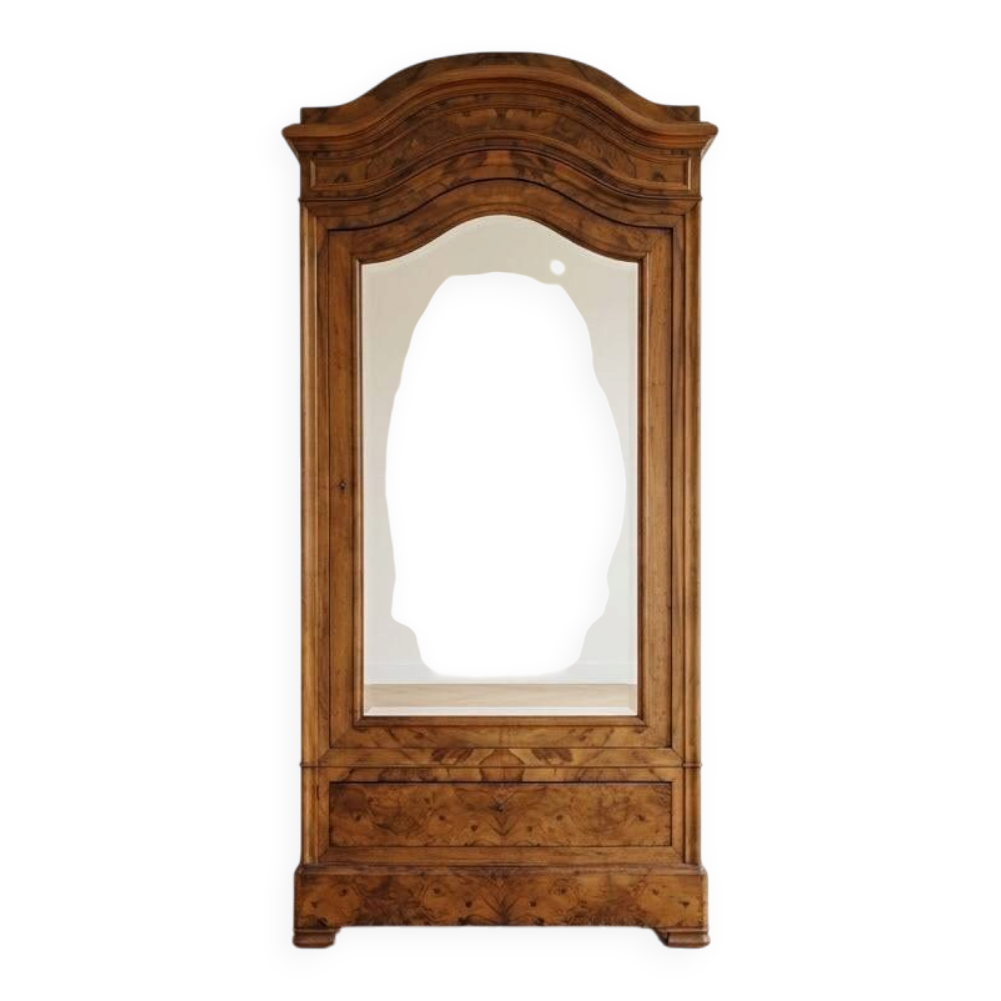 Antique oak linen cupboard with mirror